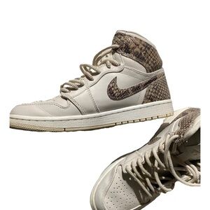Jordan leather trainers with snake skin detail